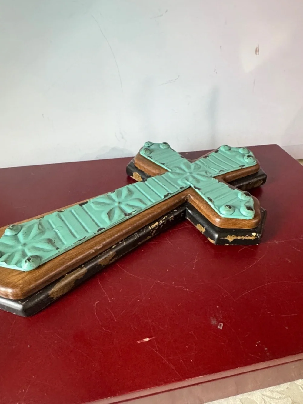 Decorative Turquoise Cross Wall Accent - Unbranded